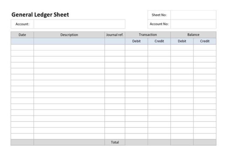 33  Sample General Ledger Templates ( Excel MS Word) Format