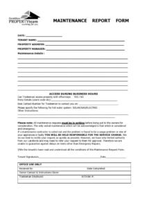 36+ Sample Maintenance Report Form Templates in MS WORD, PDF