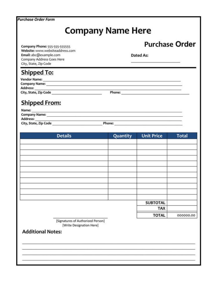 13+ Sample purchase order format in Excel, PDF and Doc