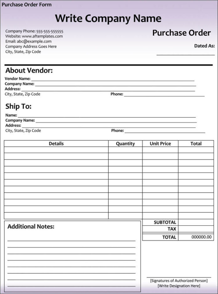 13+ Sample purchase order format in Excel, PDF and Doc