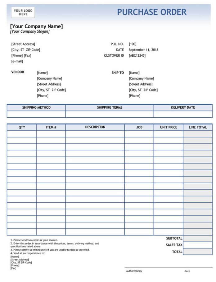 13+ Sample purchase order format in Excel, PDF and Doc