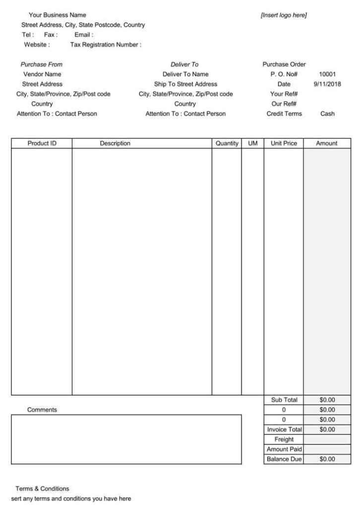 13+ Sample purchase order format in Excel, PDF and Doc